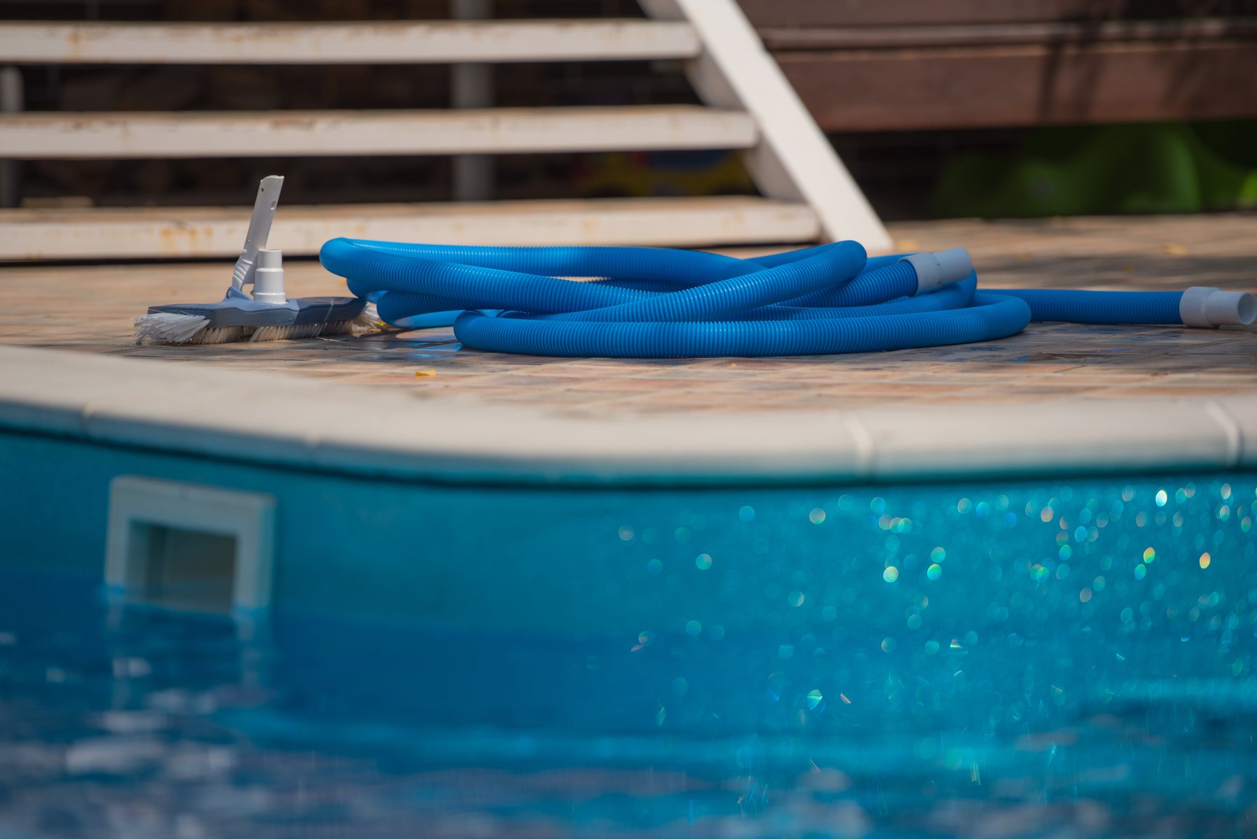 Equipment for cleaning swimming pools, closeup
